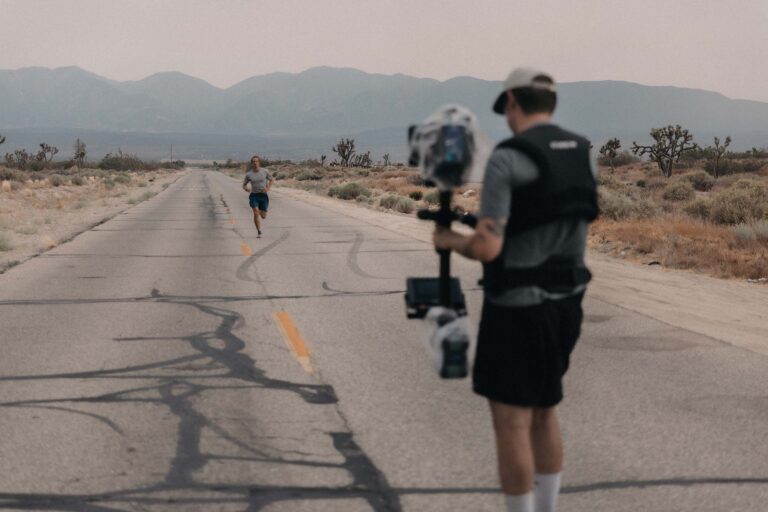 Cinematographer doing a shoot in a desert environment